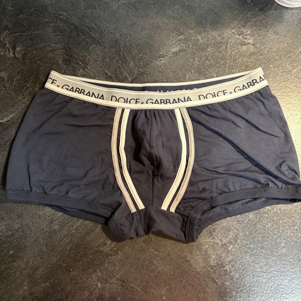 Vtg Dolce & Gabbana Navy Blue Gray & White Cotton Stretch Boxer Brief Underwear